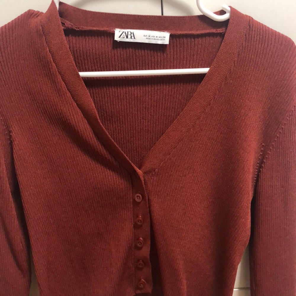 Zara Maple Red Cropped Cardigan